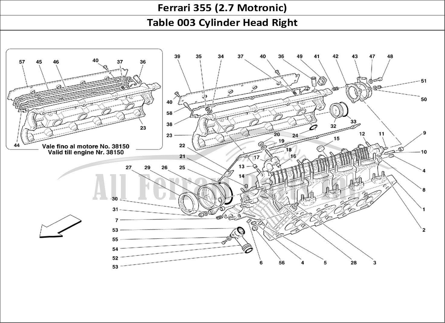 Ferrari Parts Ferrari 355 (2.7 Motronic) Page 003 R.H. Cylinder Head