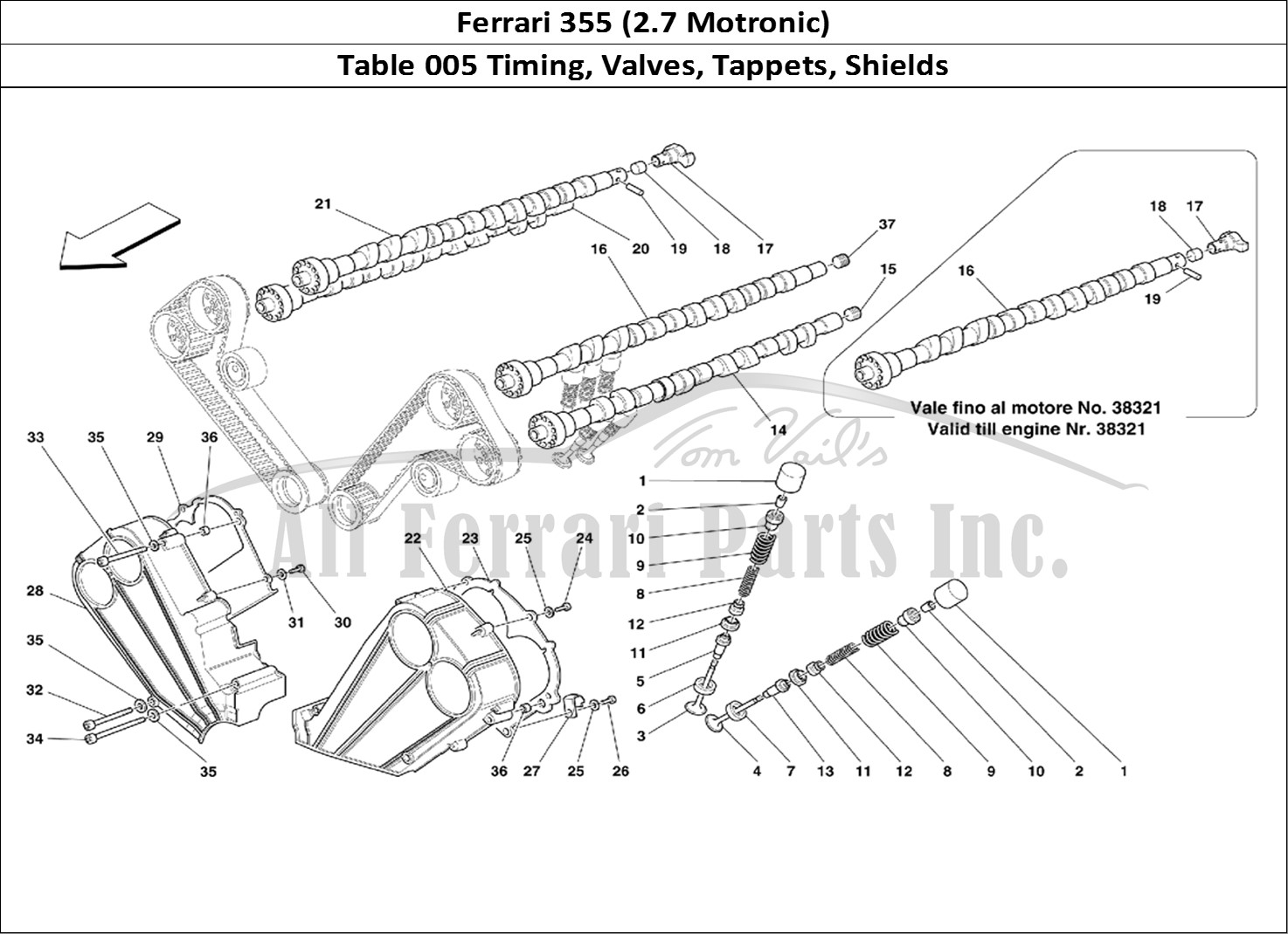 Ferrari Parts Ferrari 355 (2.7 Motronic) Page 005 Timing - Tappets and Shie