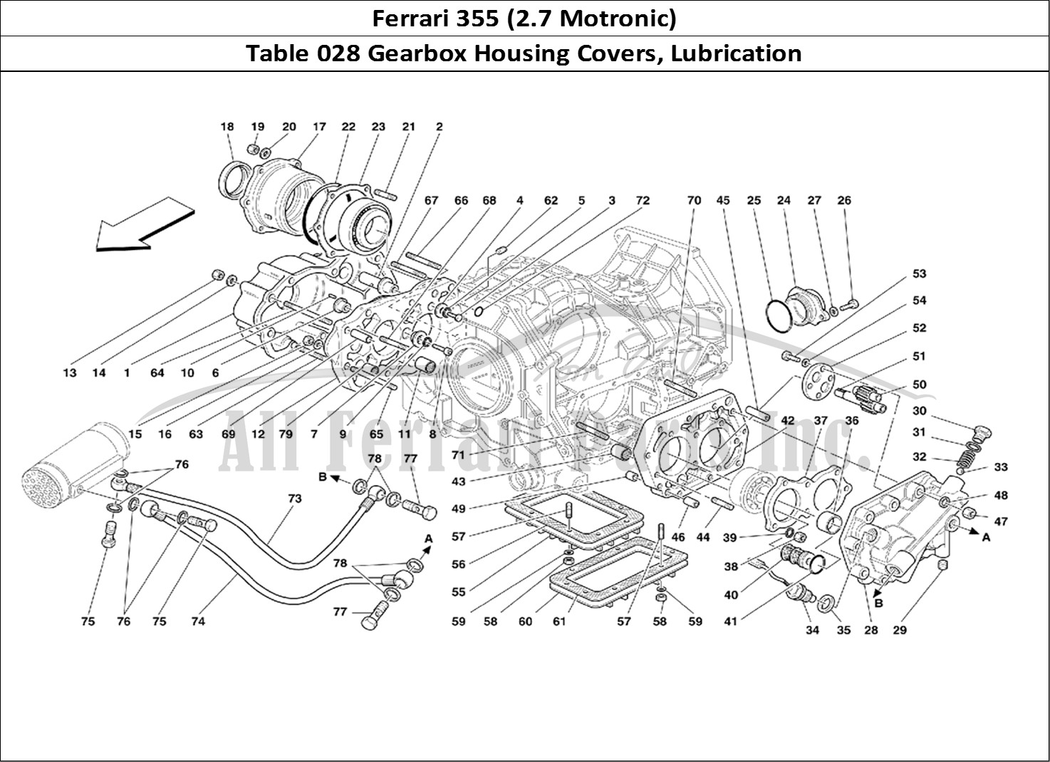 Ferrari Parts Ferrari 355 (2.7 Motronic) Page 028 Gearbox Covers and Lubric