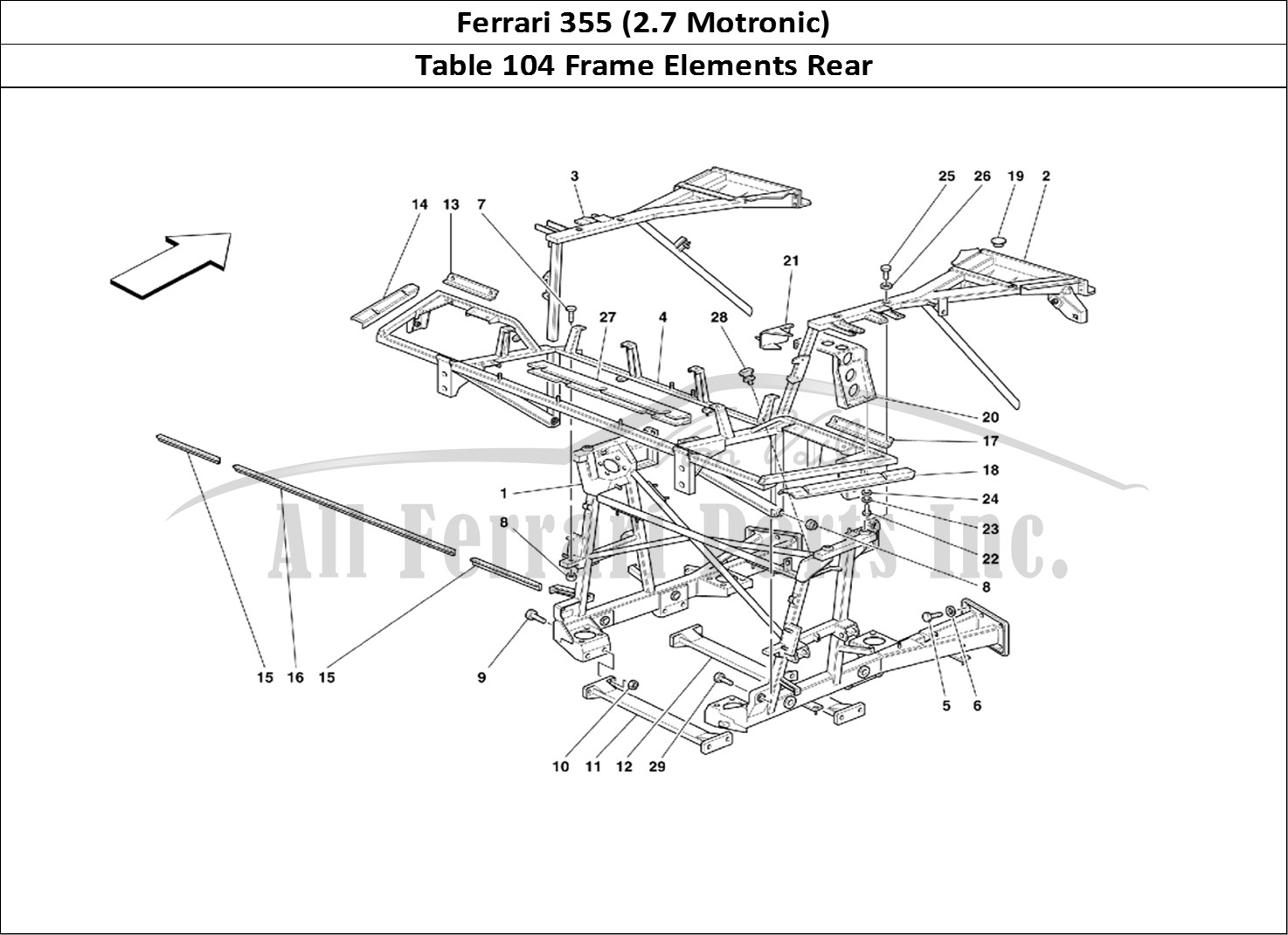 Ferrari Parts Ferrari 355 (2.7 Motronic) Page 104 Frame - Rear Part Element
