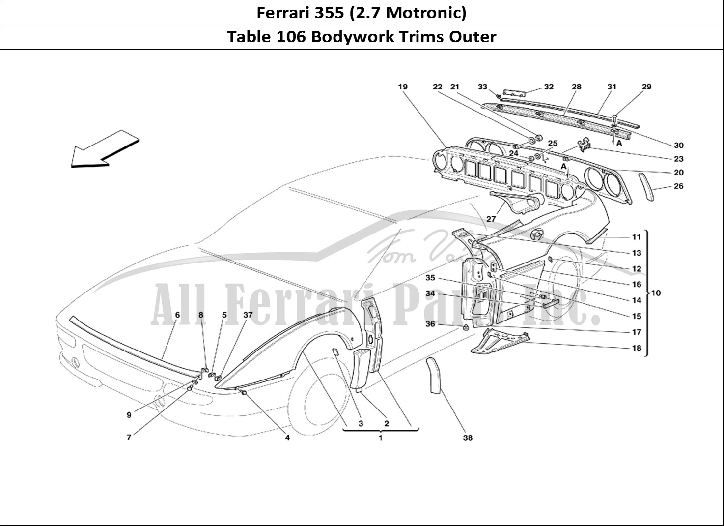 Ferrari Parts Ferrari 355 (2.7 Motronic) Page 106 Body - Outer Trims