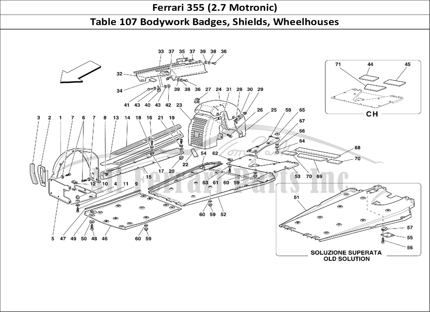 Ferrari Parts Ferrari 355 (2.7 Motronic) Page 107 Body - Shields and Wheelh