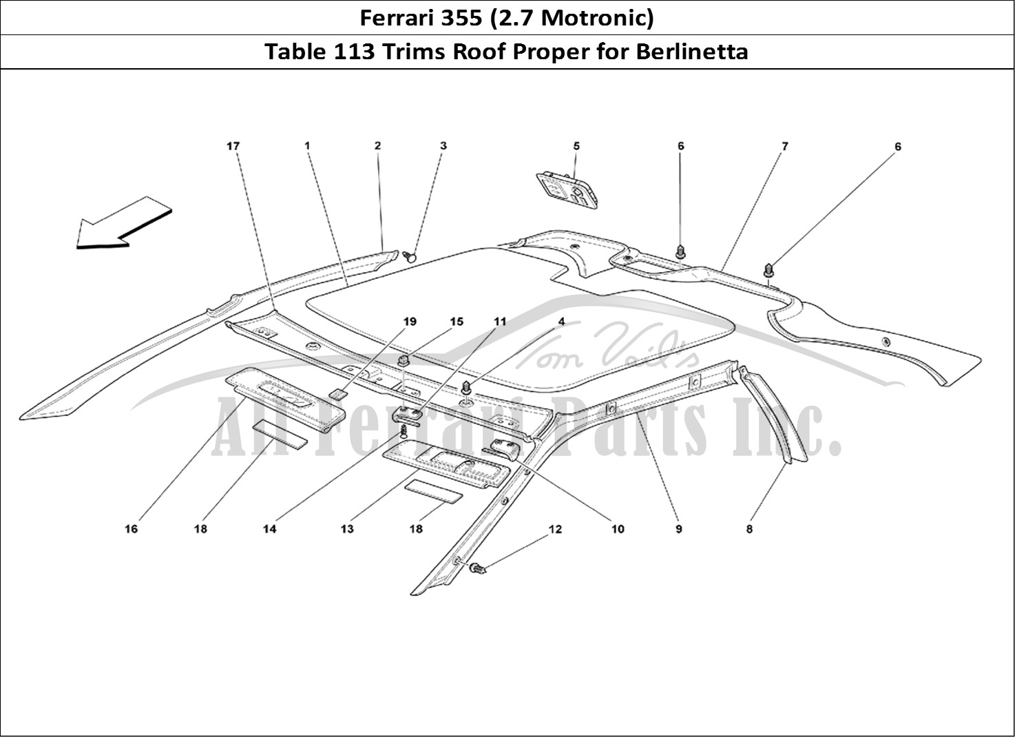 Ferrari Parts Ferrari 355 (2.7 Motronic) Page 113 Roof Trims -Valid for Ber