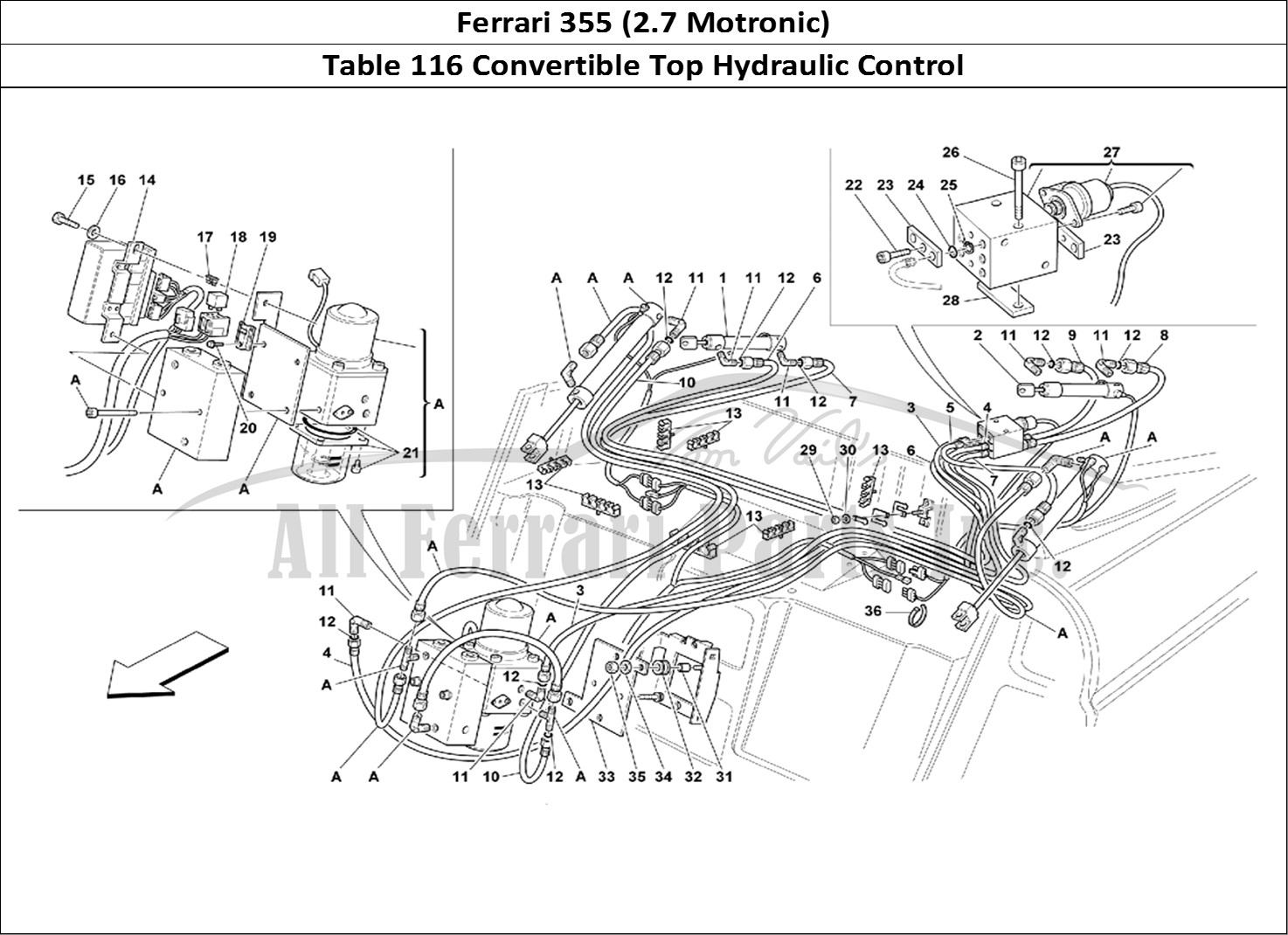 Ferrari Parts Ferrari 355 (2.7 Motronic) Page 116 Top Hydraulic Control -Va