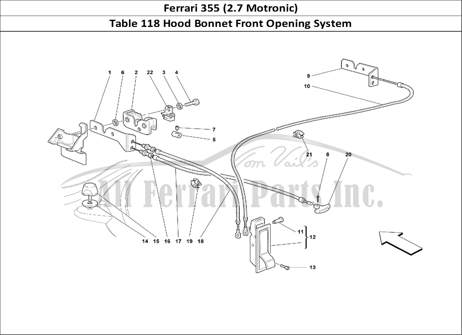 Ferrari Parts Ferrari 355 (2.7 Motronic) Page 118 Opening Device for Front