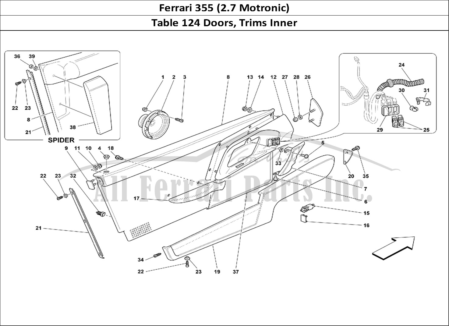 Ferrari Parts Ferrari 355 (2.7 Motronic) Page 124 Doors - Inner Trims