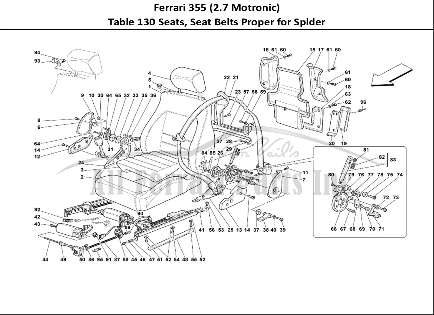 Ferrari Parts Ferrari 355 (2.7 Motronic) Page 130 Seats and Safety Belts -V