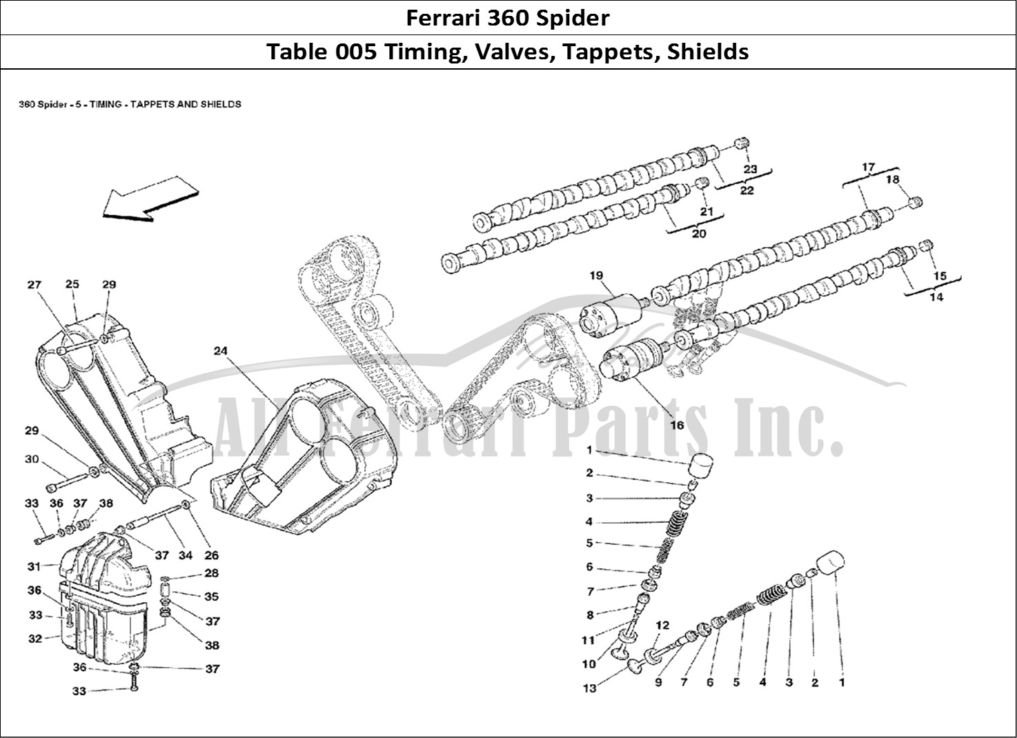 Ferrari Parts Ferrari 360 Spider Page 005 Timing - Tappets and Shie