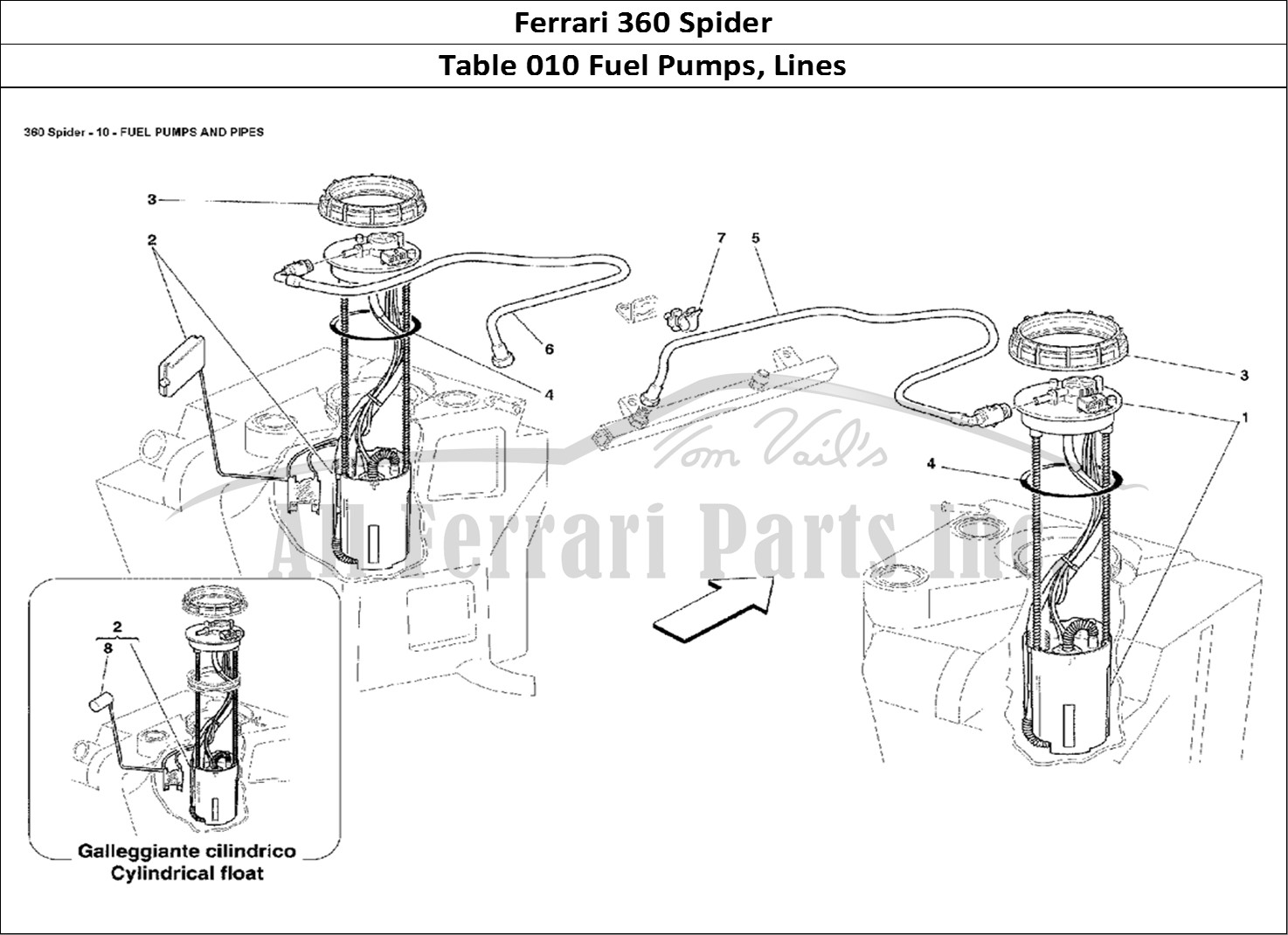 Ferrari Parts Ferrari 360 Spider Page 010 Fuel Pumps and Pipes