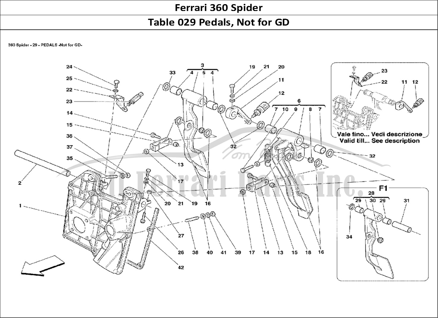 Ferrari Parts Ferrari 360 Spider Page 029 Pedals - Not for GD