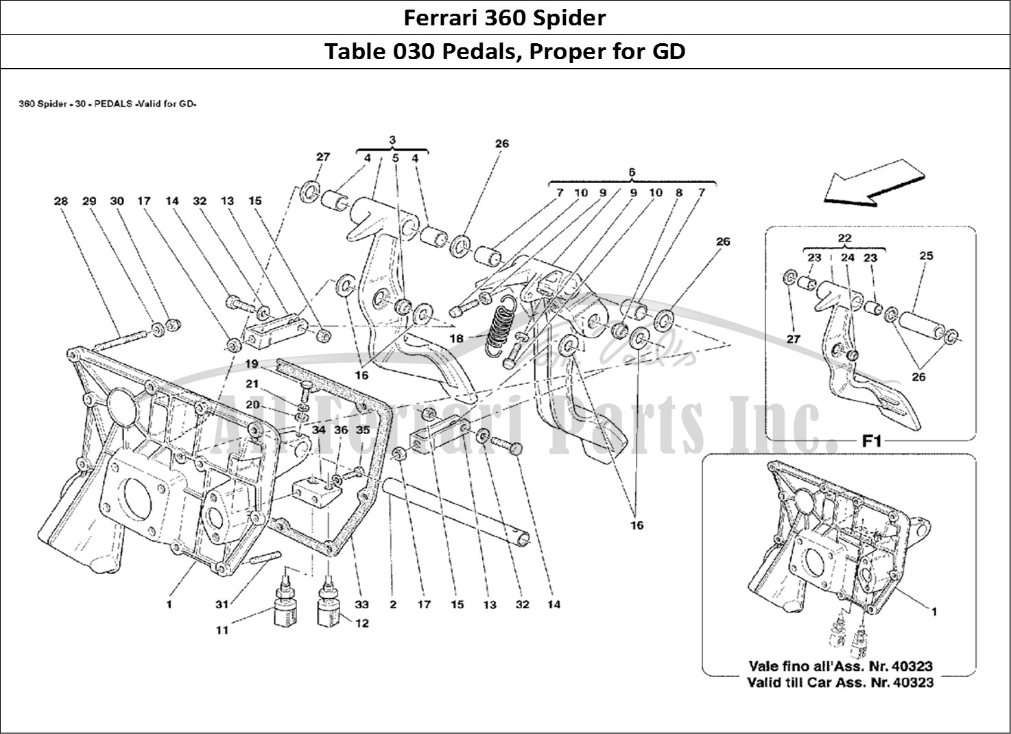 Ferrari Parts Ferrari 360 Spider Page 030 Pedals - Valid for GD