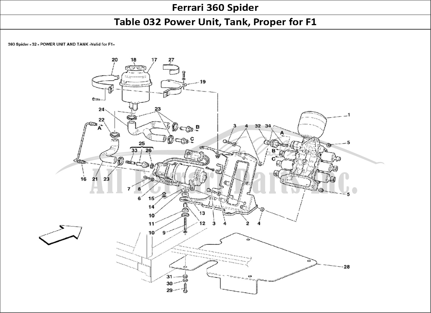 Ferrari Parts Ferrari 360 Spider Page 032 Power Unit and Tank - Val