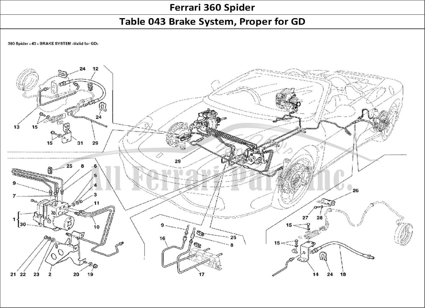 Ferrari Parts Ferrari 360 Spider Page 043 Brake System - Valid for