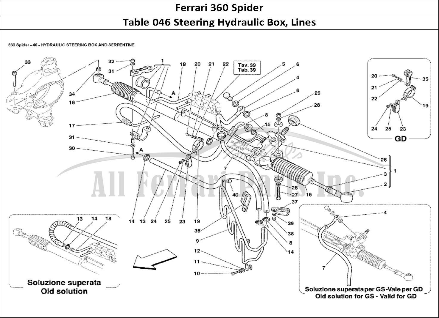 Ferrari Parts Ferrari 360 Spider Page 046 Hydraulic Steering Box an