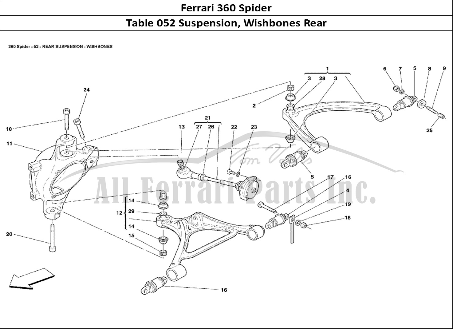 Ferrari Parts Ferrari 360 Spider Page 052 Rear Suspension - Wishbon