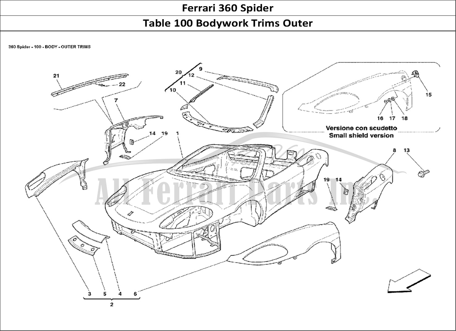 Ferrari Parts Ferrari 360 Spider Page 100 Body - Outer Trims