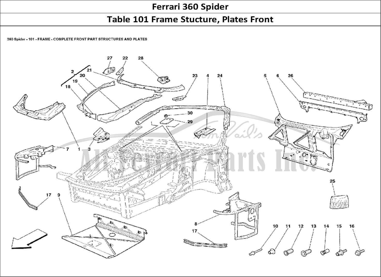 Ferrari Parts Ferrari 360 Spider Page 101 Frame - Complete Front Pa