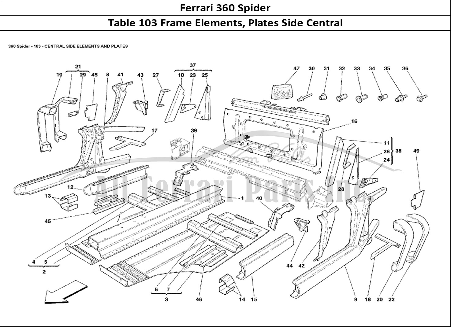 Ferrari Parts Ferrari 360 Spider Page 103 Central Side Elements and