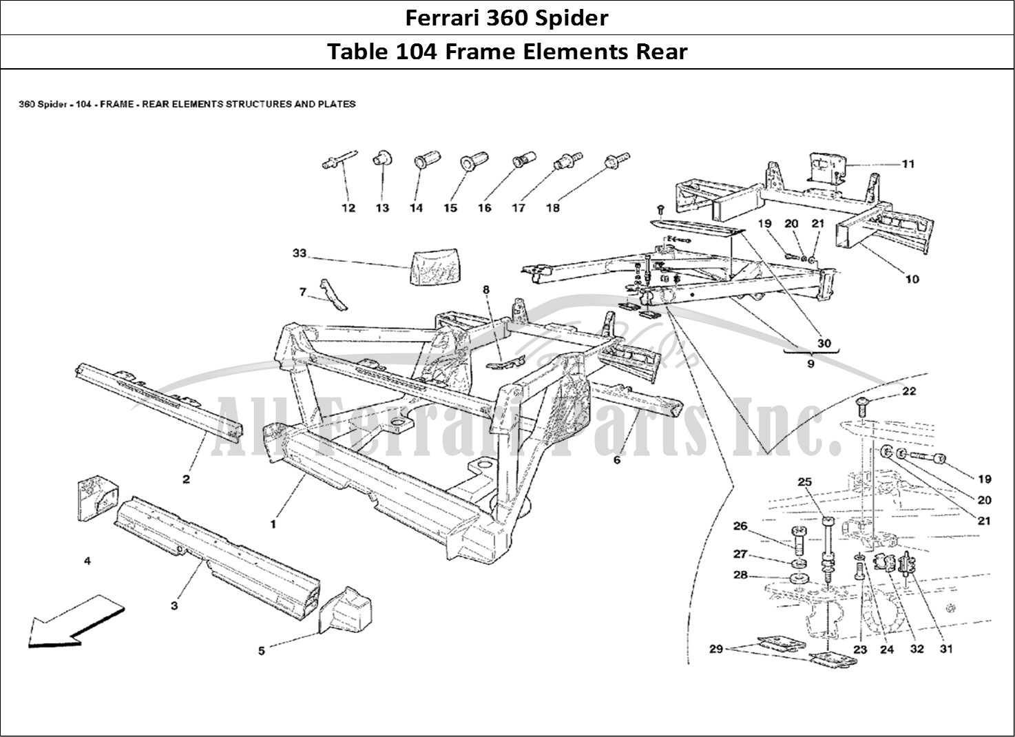Ferrari Parts Ferrari 360 Spider Page 104 Frame - Rear Elements Str
