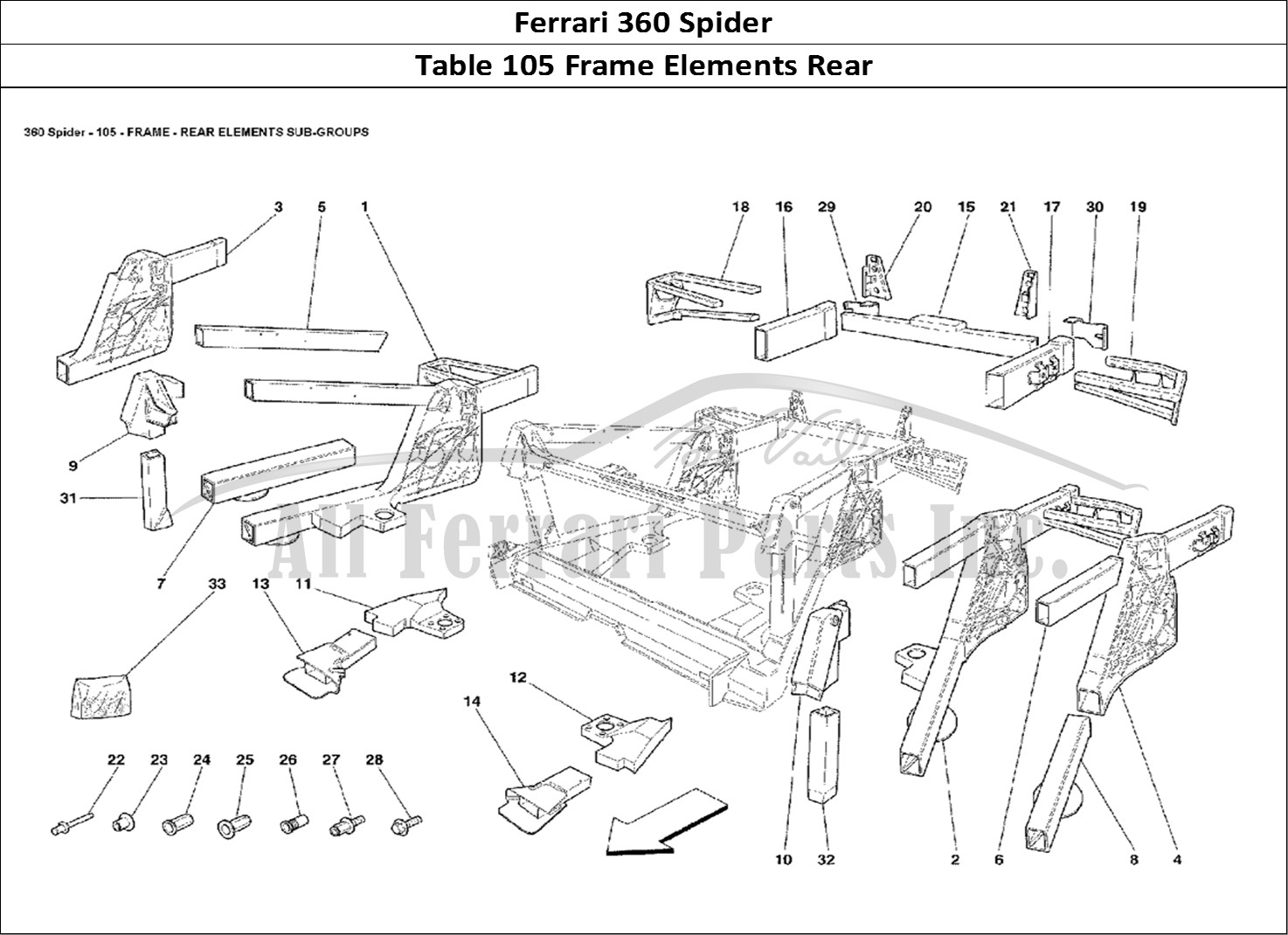 Ferrari Parts Ferrari 360 Spider Page 105 Frame - Rear Elements Sub