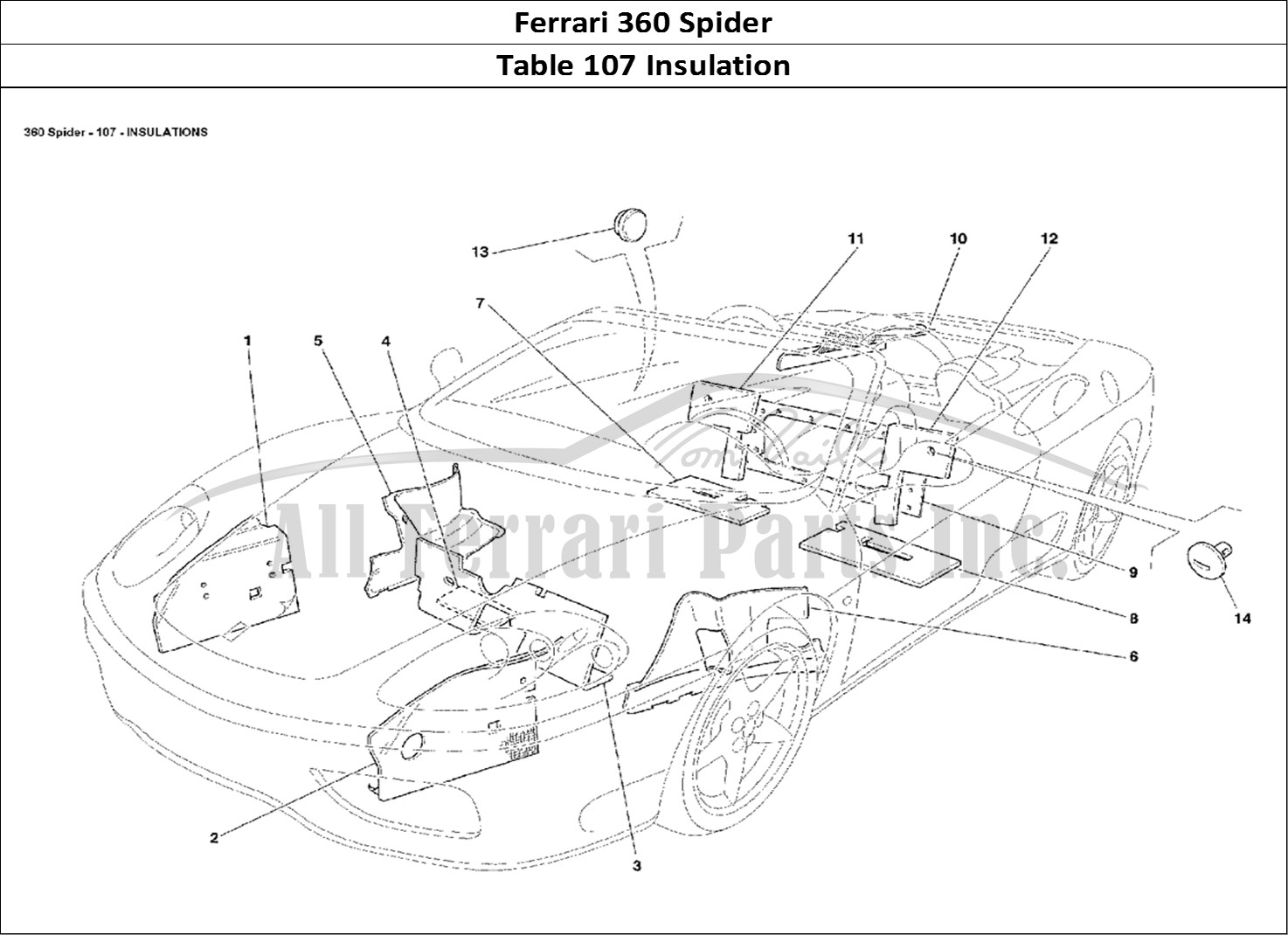 Ferrari Parts Ferrari 360 Spider Page 107 Insulations