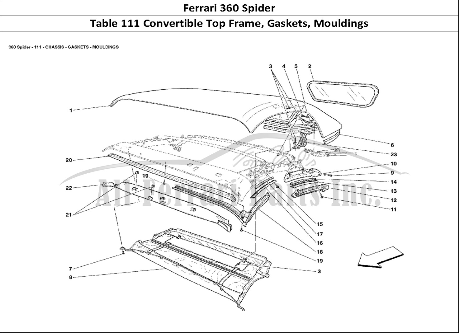Ferrari Parts Ferrari 360 Spider Page 111 Chassis - Gaskets- Mouldi