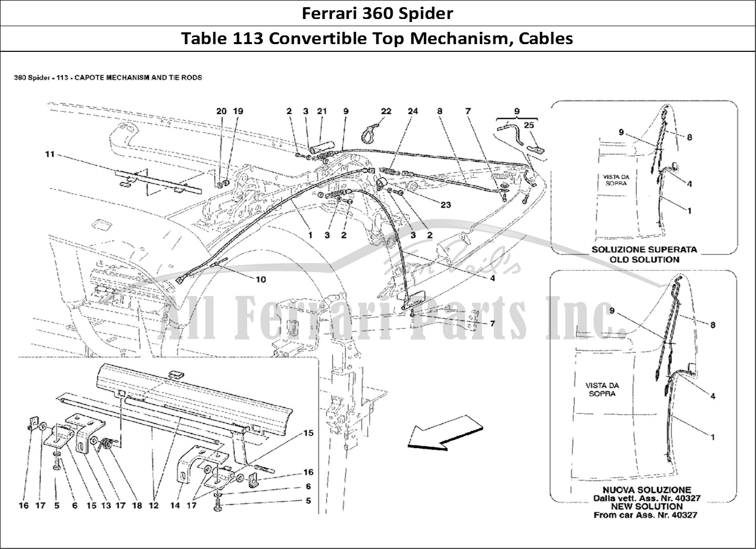 Ferrari Parts Ferrari 360 Spider Page 113 Capote Mechanism and Tie