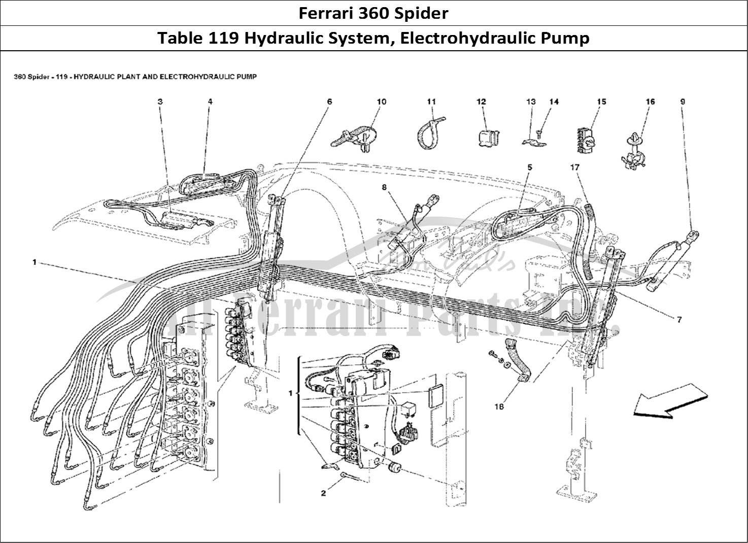 Ferrari Parts Ferrari 360 Spider Page 119 Hydraulic Plant and Elect