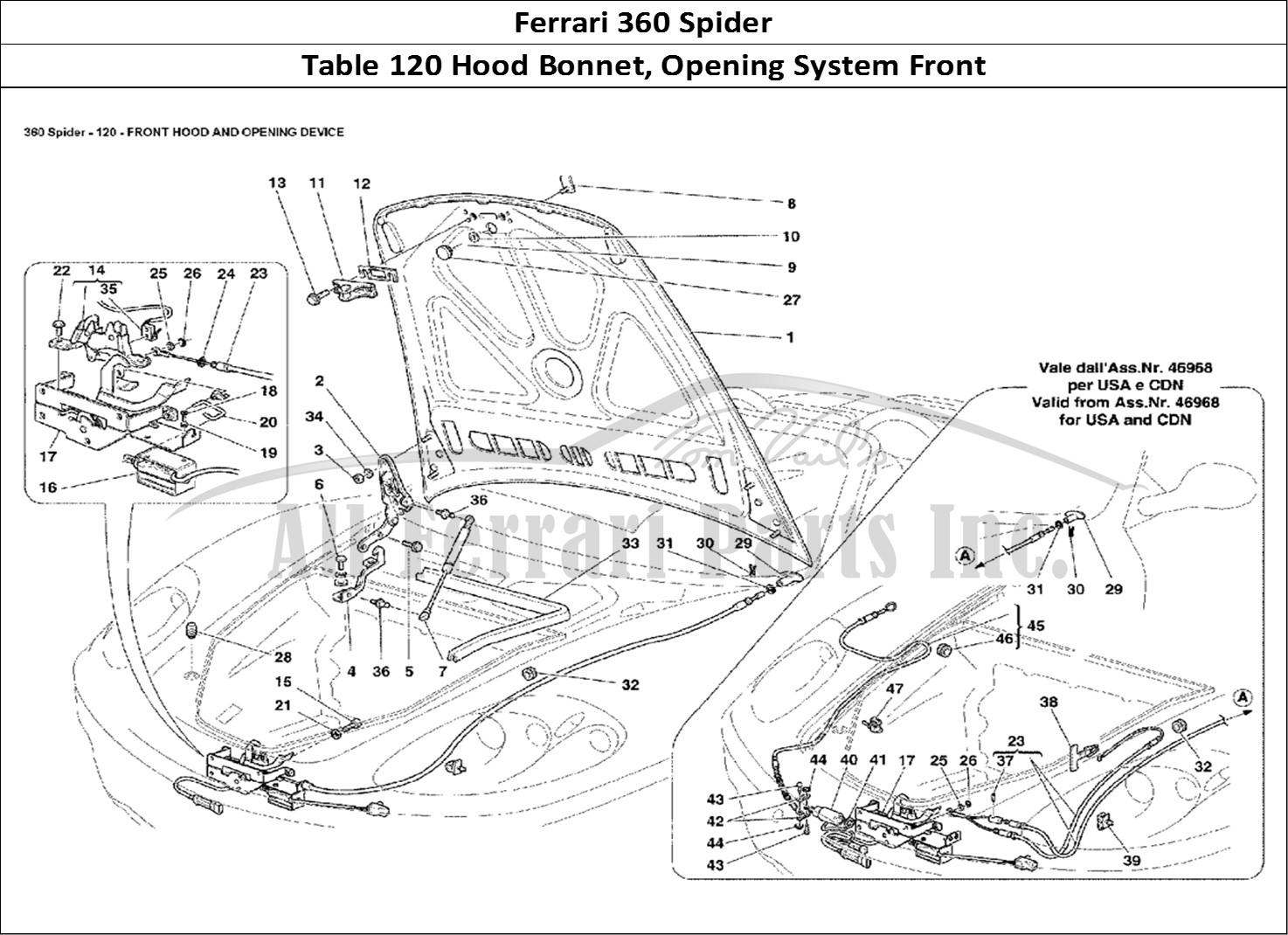 Ferrari Parts Ferrari 360 Spider Page 120 Front Hood and Opening De
