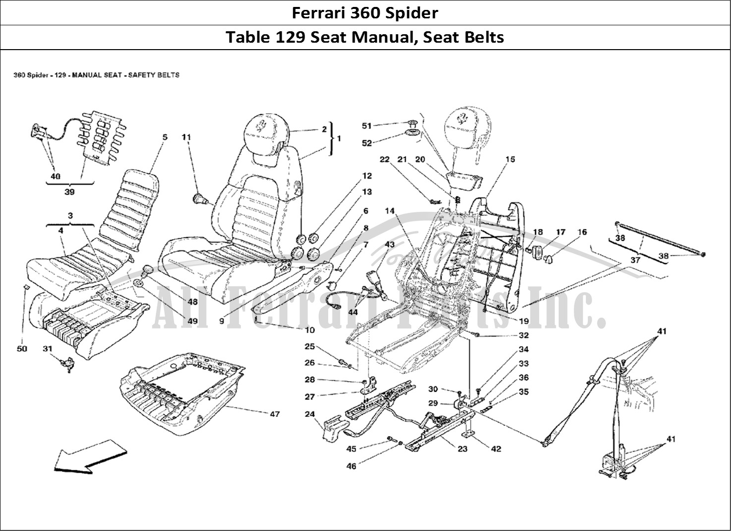 Ferrari Parts Ferrari 360 Spider Page 129 Manual Seat- Safety Belts