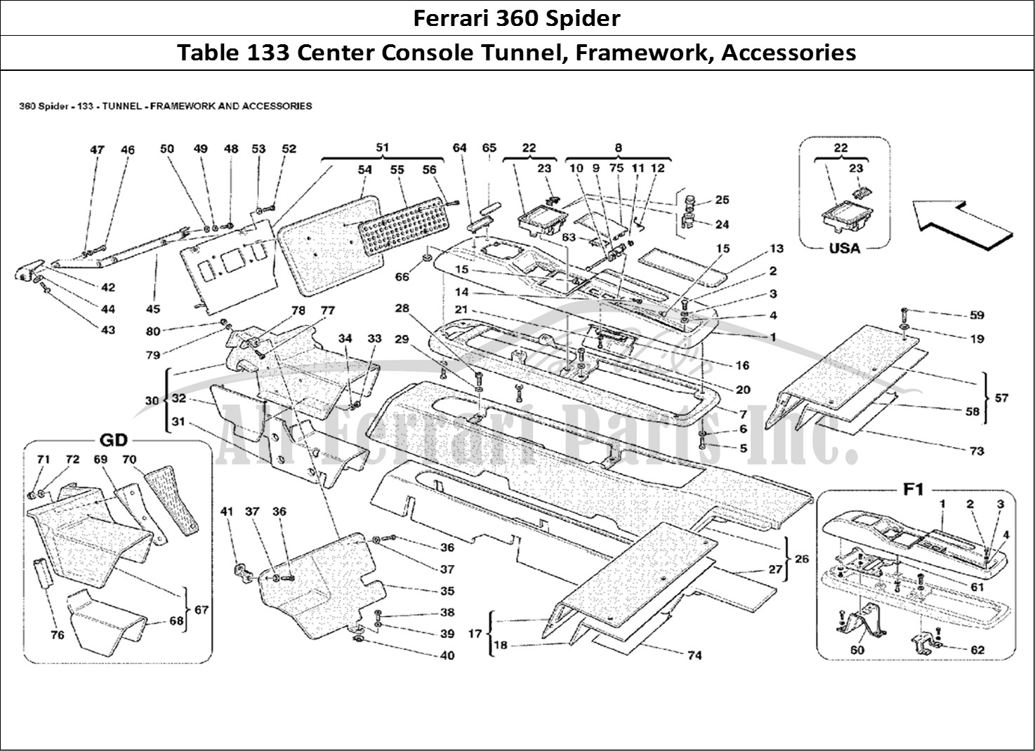 Ferrari Parts Ferrari 360 Spider Page 133 Tunnel - Framework and Ac