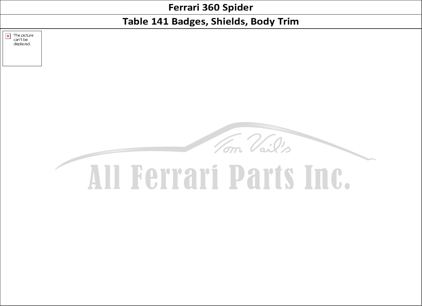 Ferrari Parts Ferrari 360 Spider Page 141 Shields - Outside Finishi
