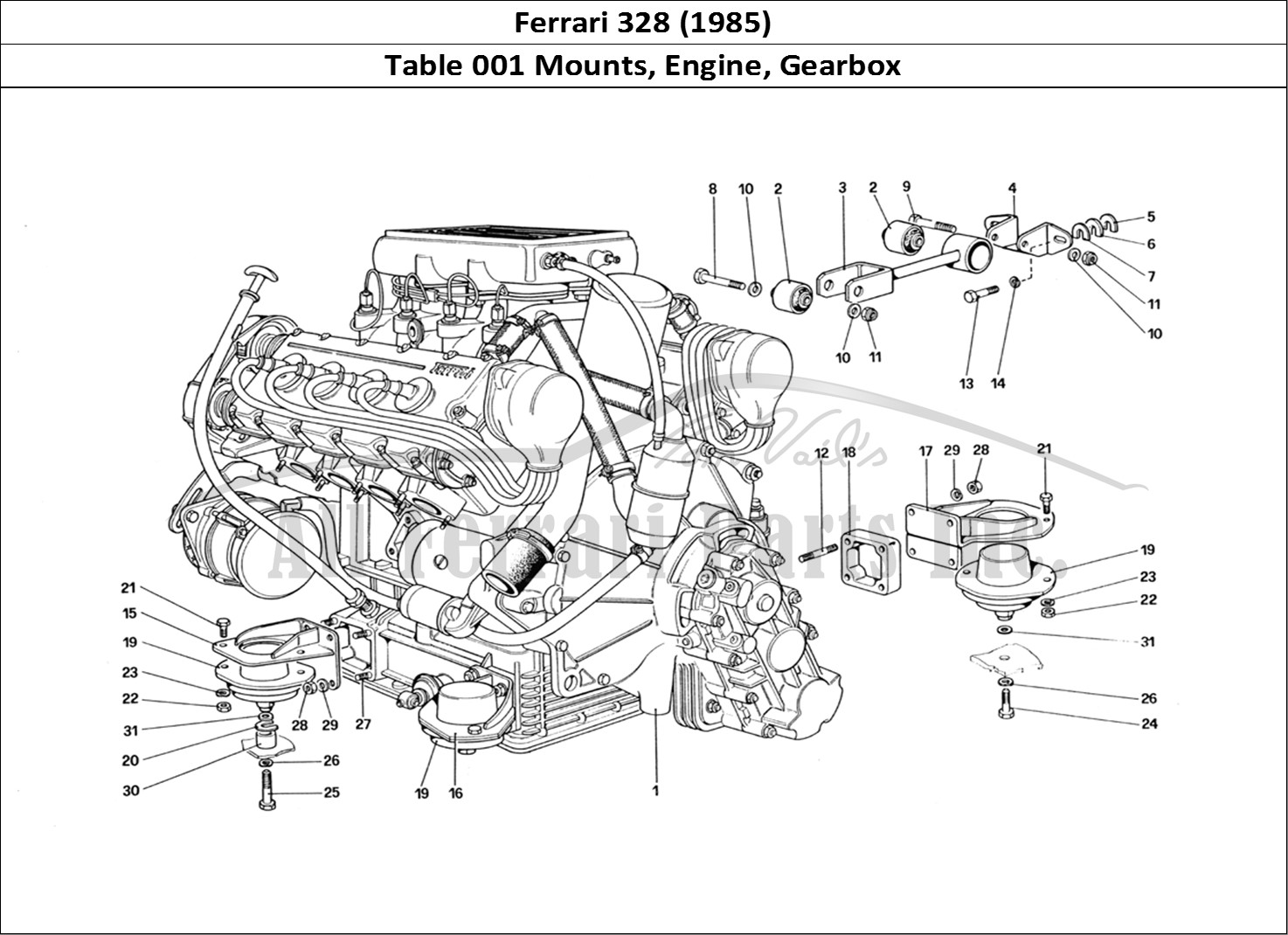 Ferrari Parts Ferrari 328 (1985) Page 001 Engine - Gearbox and Supp