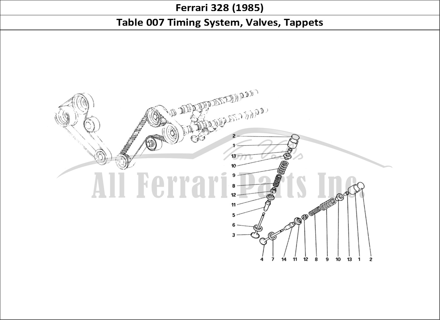 Ferrari Parts Ferrari 328 (1985) Page 007 Timing System - Tappets