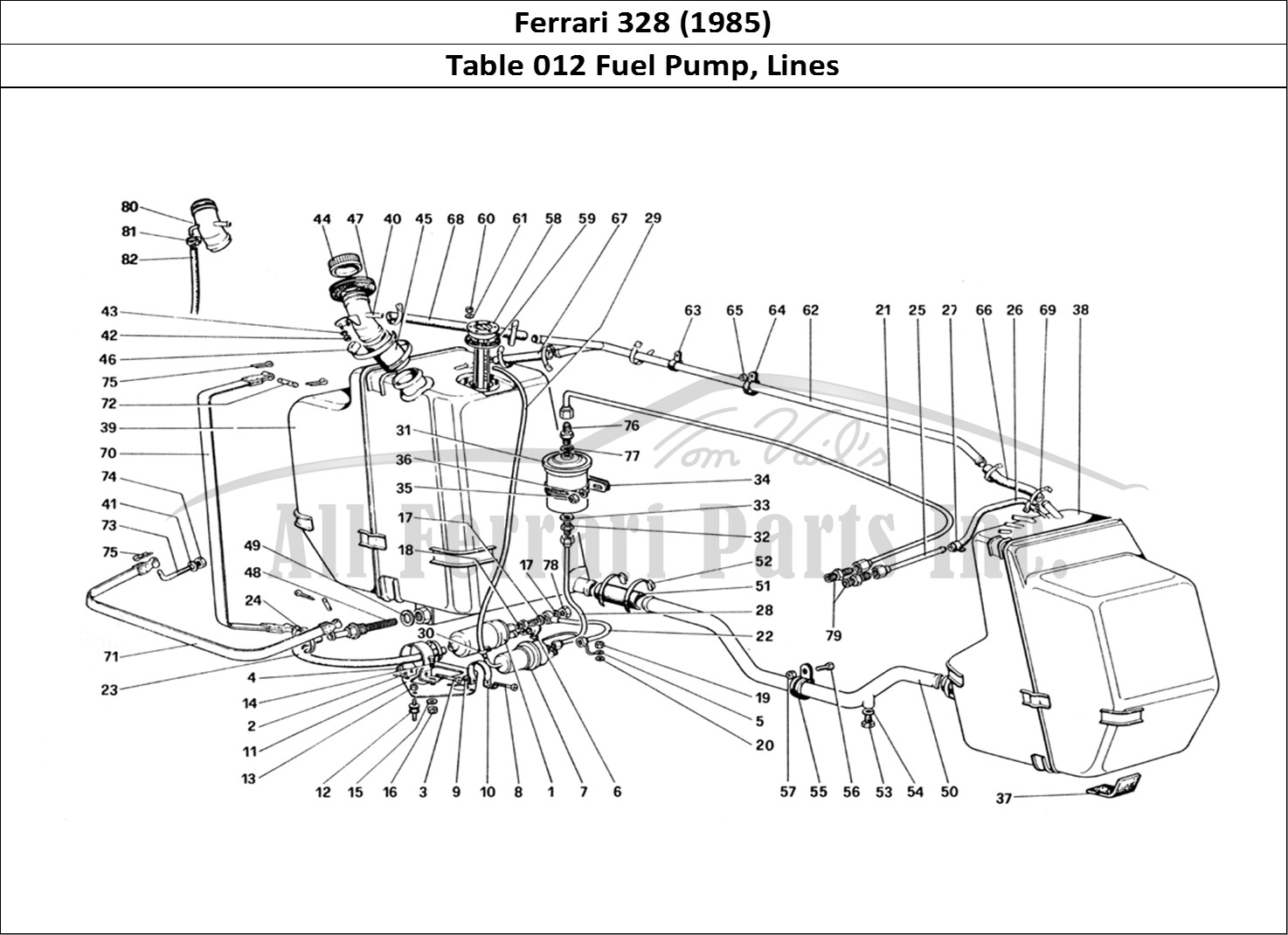 Ferrari Parts Ferrari 328 (1985) Page 012 Fuel Pump and Pipes