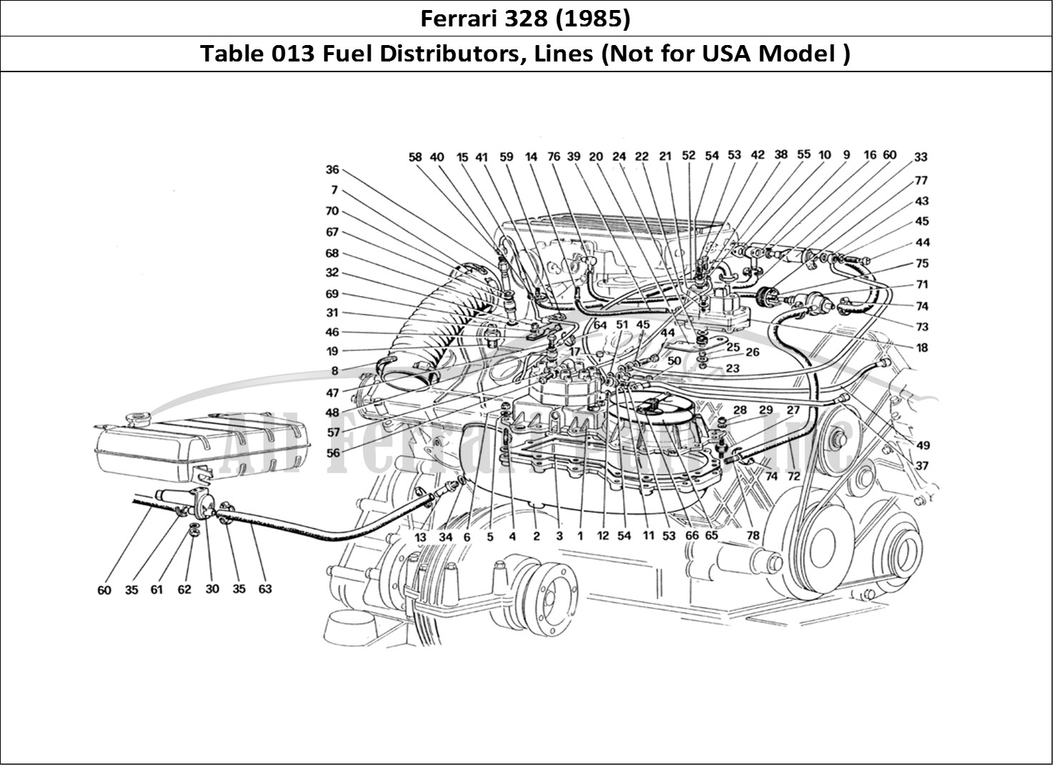 Ferrari Parts Ferrari 328 (1985) Page 013 Fuel Distributors Lines (