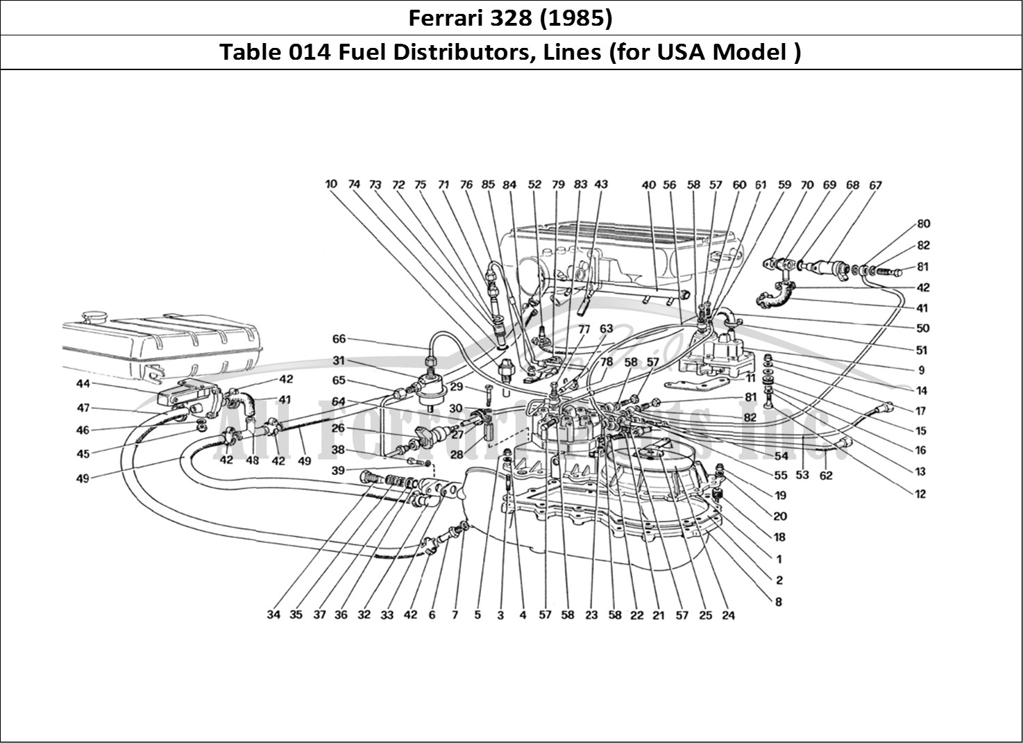 Ferrari Parts Ferrari 328 (1985) Page 014 Fuel Distributors Lines (