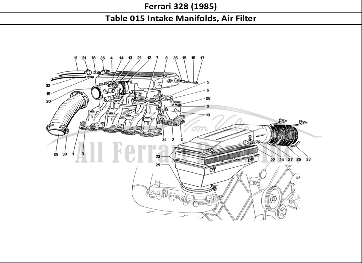 Ferrari Parts Ferrari 328 (1985) Page 015 Air Intake and Manifolds