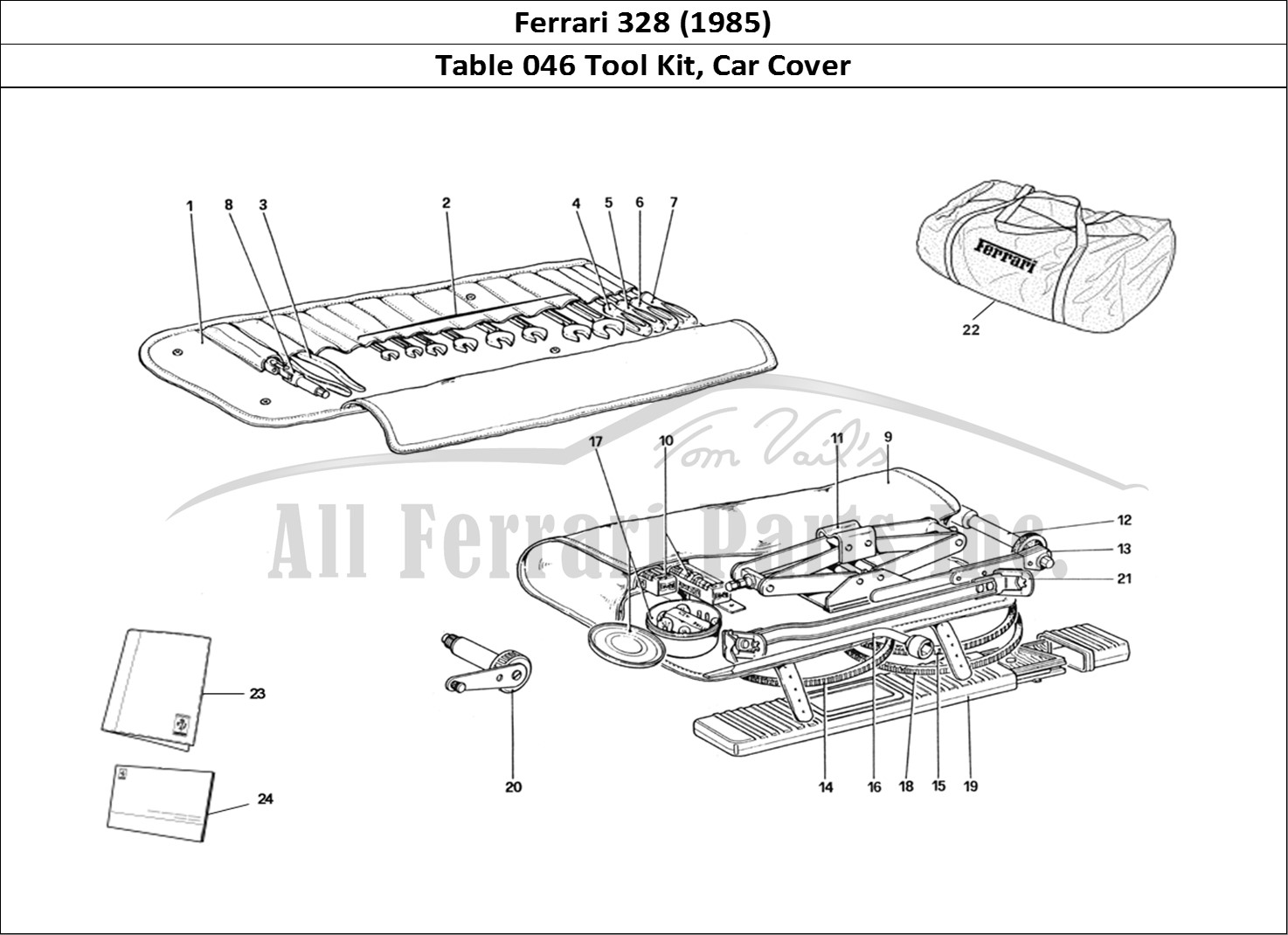 Ferrari Parts Ferrari 328 (1985) Page 046 Tool Kit & Car Cover