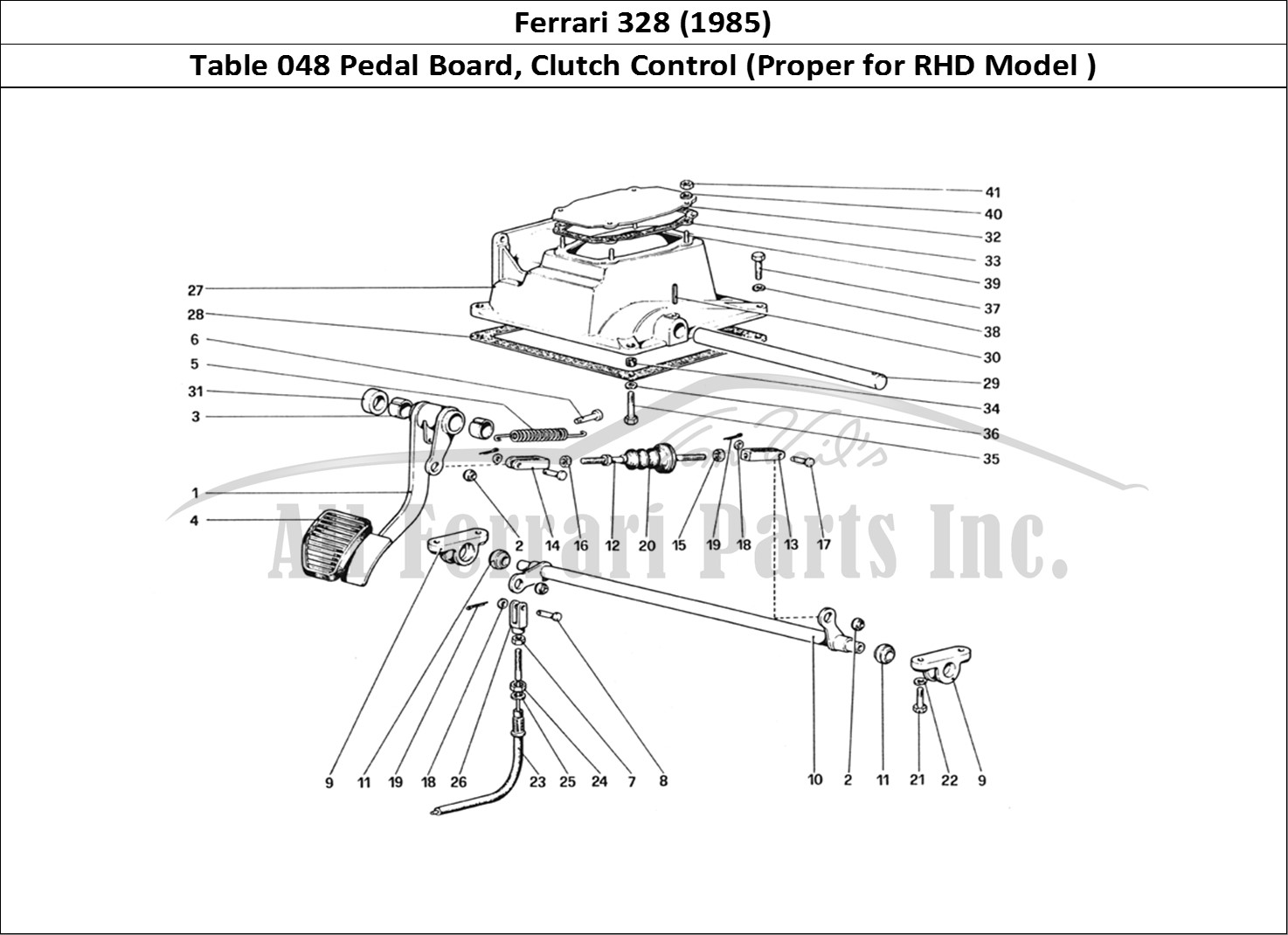 Ferrari Parts Ferrari 328 (1985) Page 048 Pedal Board Clutch Contro