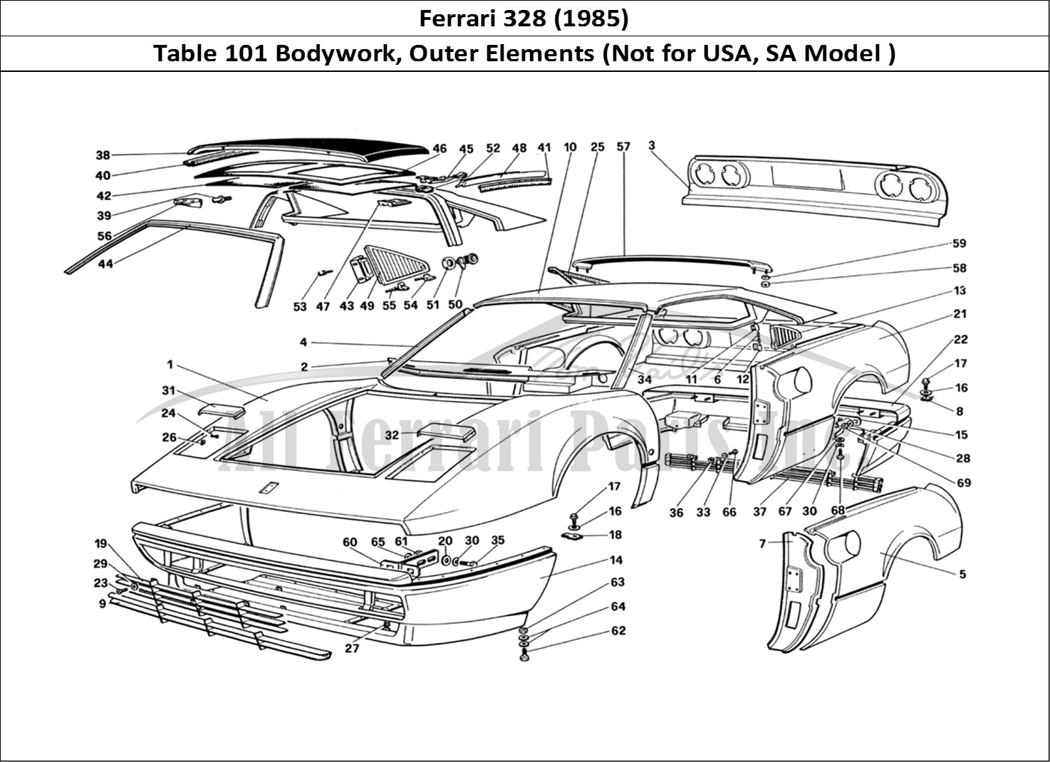 Ferrari Parts Ferrari 328 (1985) Page 101 Body Shell - Outer Elemen