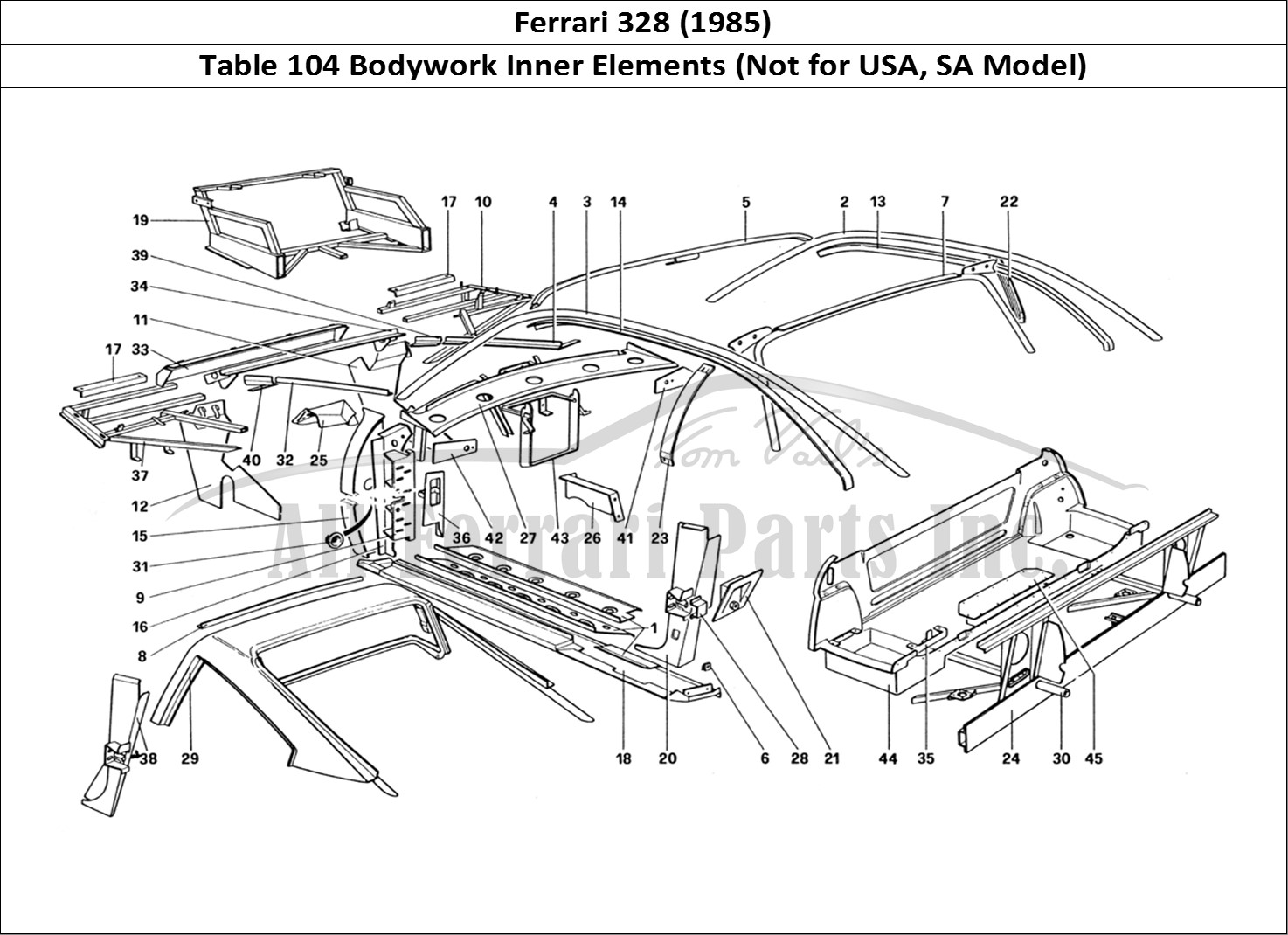 Ferrari Parts Ferrari 328 (1985) Page 104 Body Shell - Inner Elemen