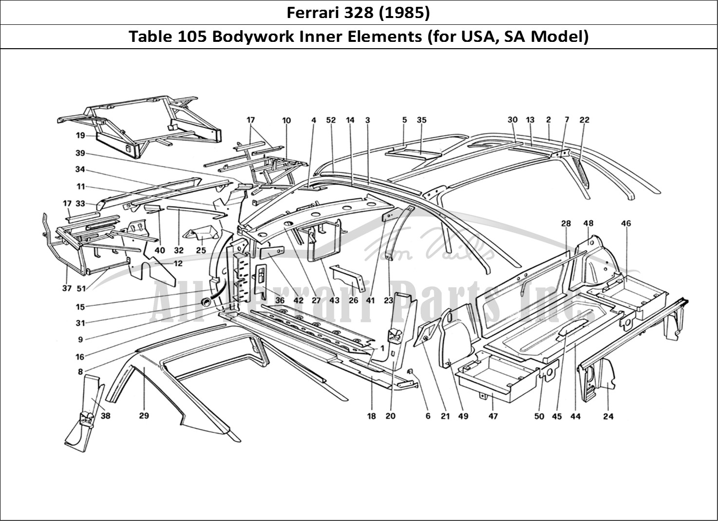 Ferrari Parts Ferrari 328 (1985) Page 105 Body Shell - Inner Elemen