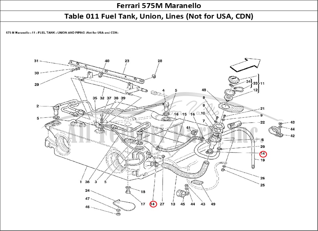 Ferrari Parts Ferrari 575M Maranello Page 011 Fuel Tank Union and Pipin
