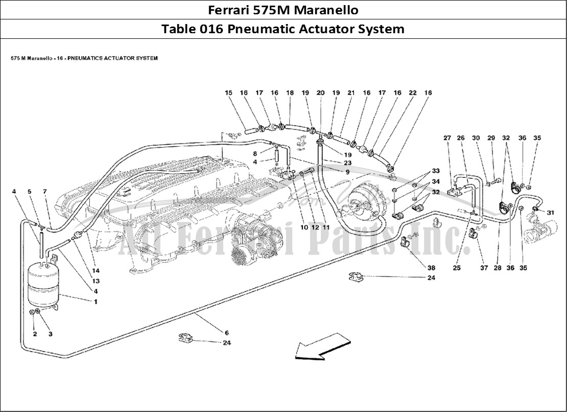 Ferrari Parts Ferrari 575M Maranello Page 016 Pneumatics Actuator Syste