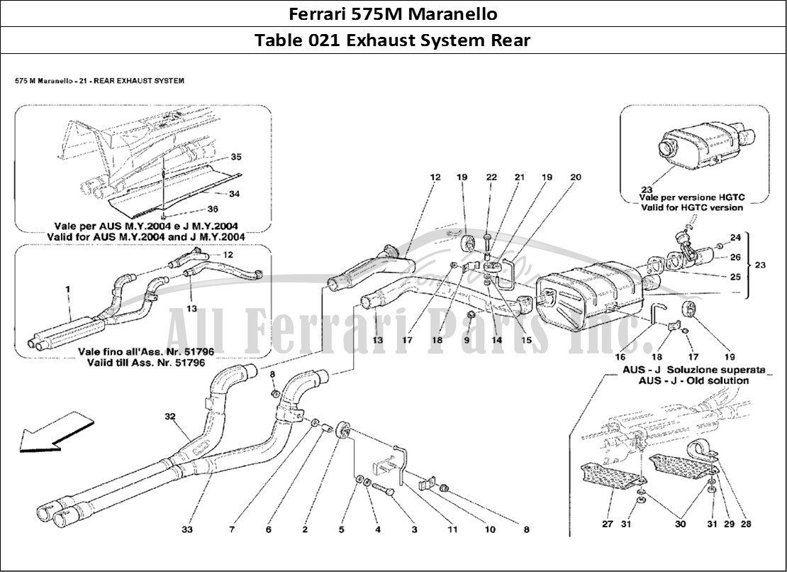 Ferrari Parts Ferrari 575M Maranello Page 021 Rear Exhaust System