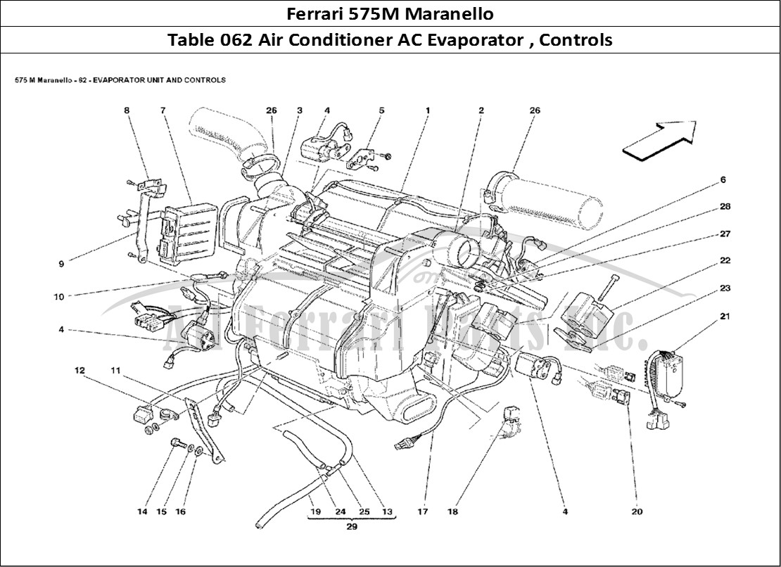 Ferrari Parts Ferrari 575M Maranello Page 062 Evaporator Unit and Contr