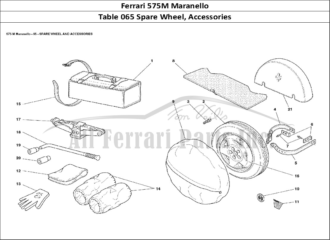 Ferrari Parts Ferrari 575M Maranello Page 065 Spare Wheel and Accessori