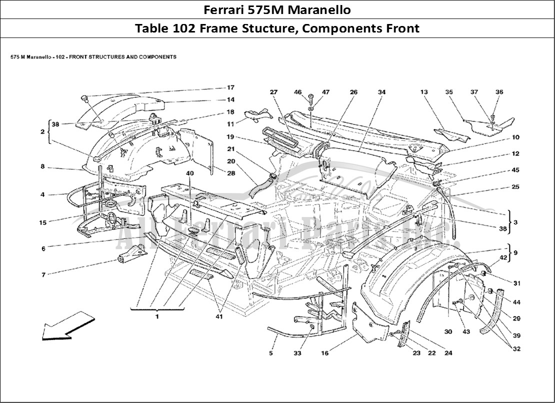 Ferrari Parts Ferrari 575M Maranello Page 102 Front Structures and Comp