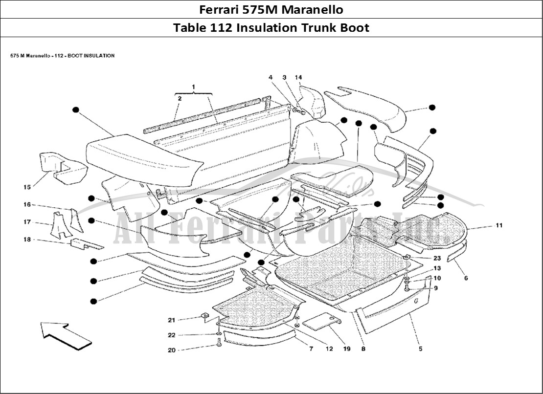Ferrari Parts Ferrari 575M Maranello Page 112 Boot Insulation